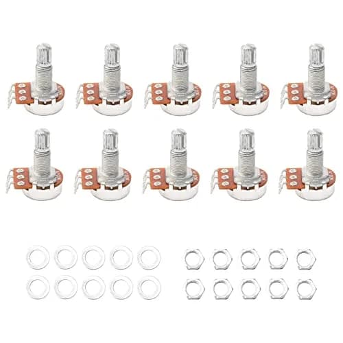 Swhmc A100K Ohm Guitar Potentiometer 10-Pack | 6mm Split Shaft thumbnail 1