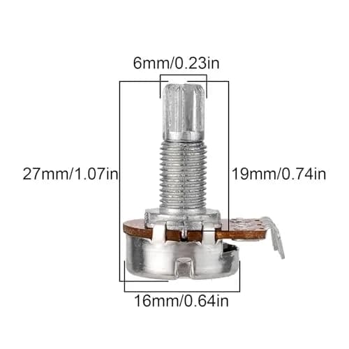 Swhmc A100K Ohm Guitar Potentiometer 10-Pack | 6mm Split Shaft thumbnail 2