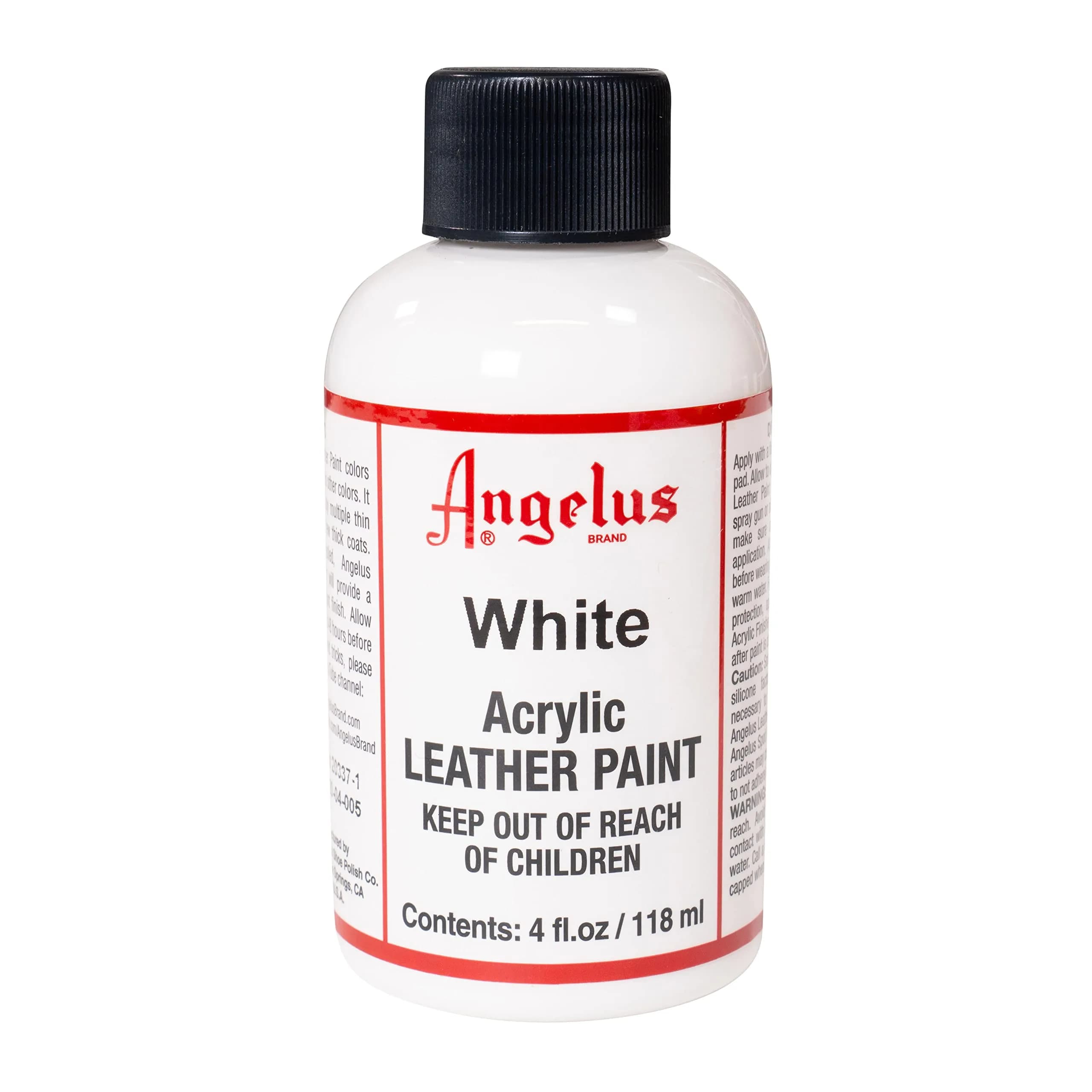 Angelus Acrylic Leather Paint White 120ml (4 Fl Oz) | Professional Flexible Paint for Shoes & Bags - main product image