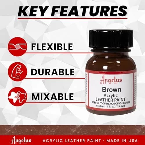 Angelus Acrylic Leather Paint Brown 28g (1 oz) | USA-Imported for Custom Shoe Restoration - view 5