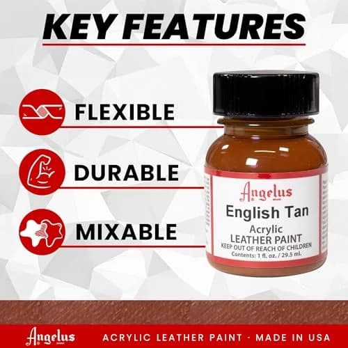 Angelus Acrylic Leather Paint English Tan (1 fl oz / 29.57 ml) | USA-Made for Shoes, Bags & Furniture - view 5