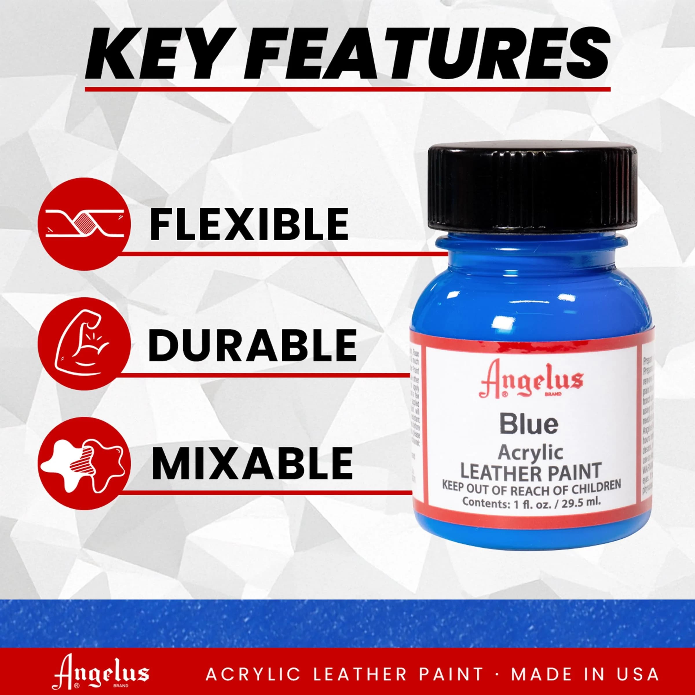 Angelus Acrylic Leather Paint - Vibrant Blue, 1 Fl Oz | Professional Flexible Paint for Shoes & Bags - view 2