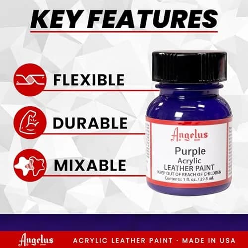 Angelus Acrylic Leather Paint Purple 1 fl oz (29.57 ml) | Non-Toxic Water-Based Formula for Shoes, Bags & More - view 6