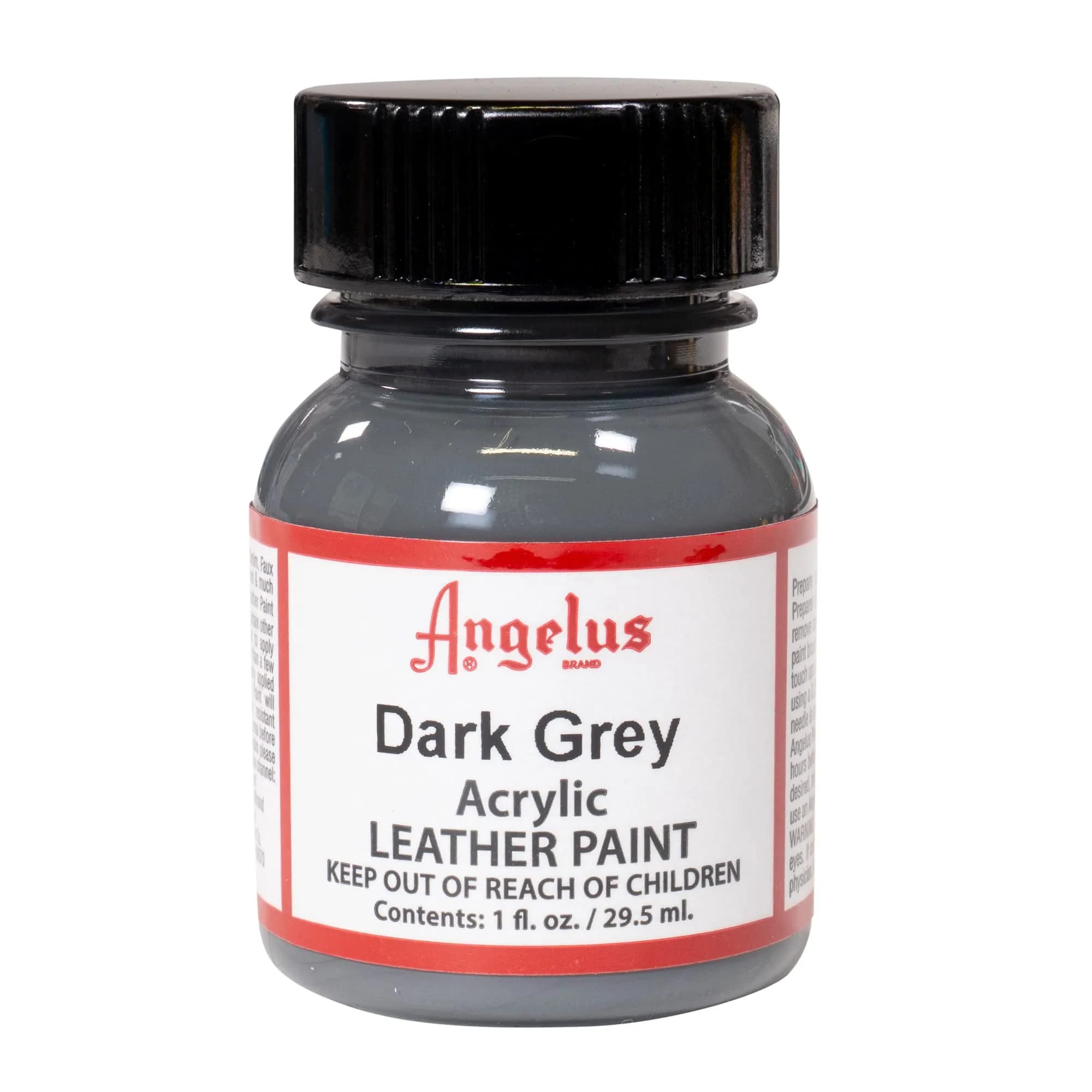Angelus Acrylic Leather Paint, Dark Grey, 1 oz (29.57 ml) | Non-Toxic & Water-Based for Customization - main product image