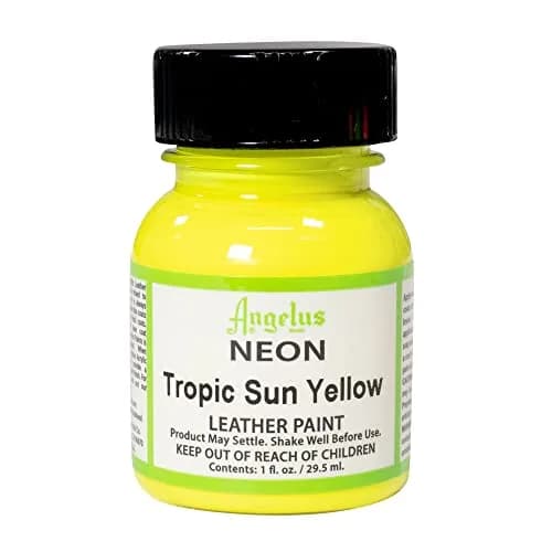 Angelus Leather Paint Neon Tropic Sun Yellow 1 oz | Bright, Non-Toxic, Water-Based Leather Color thumbnail 1