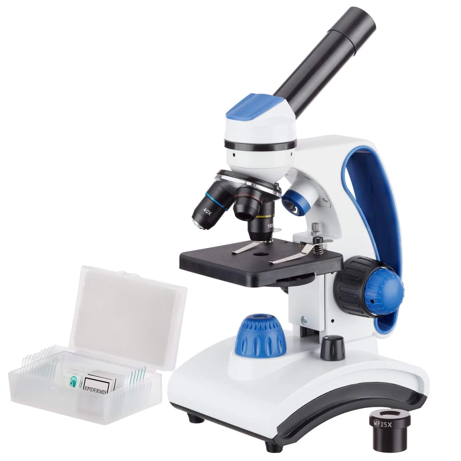 AmScope M162C-2L-PB10 1000X Dual Light Glass Lens Microscope | High Power Monocular with Metal Frame