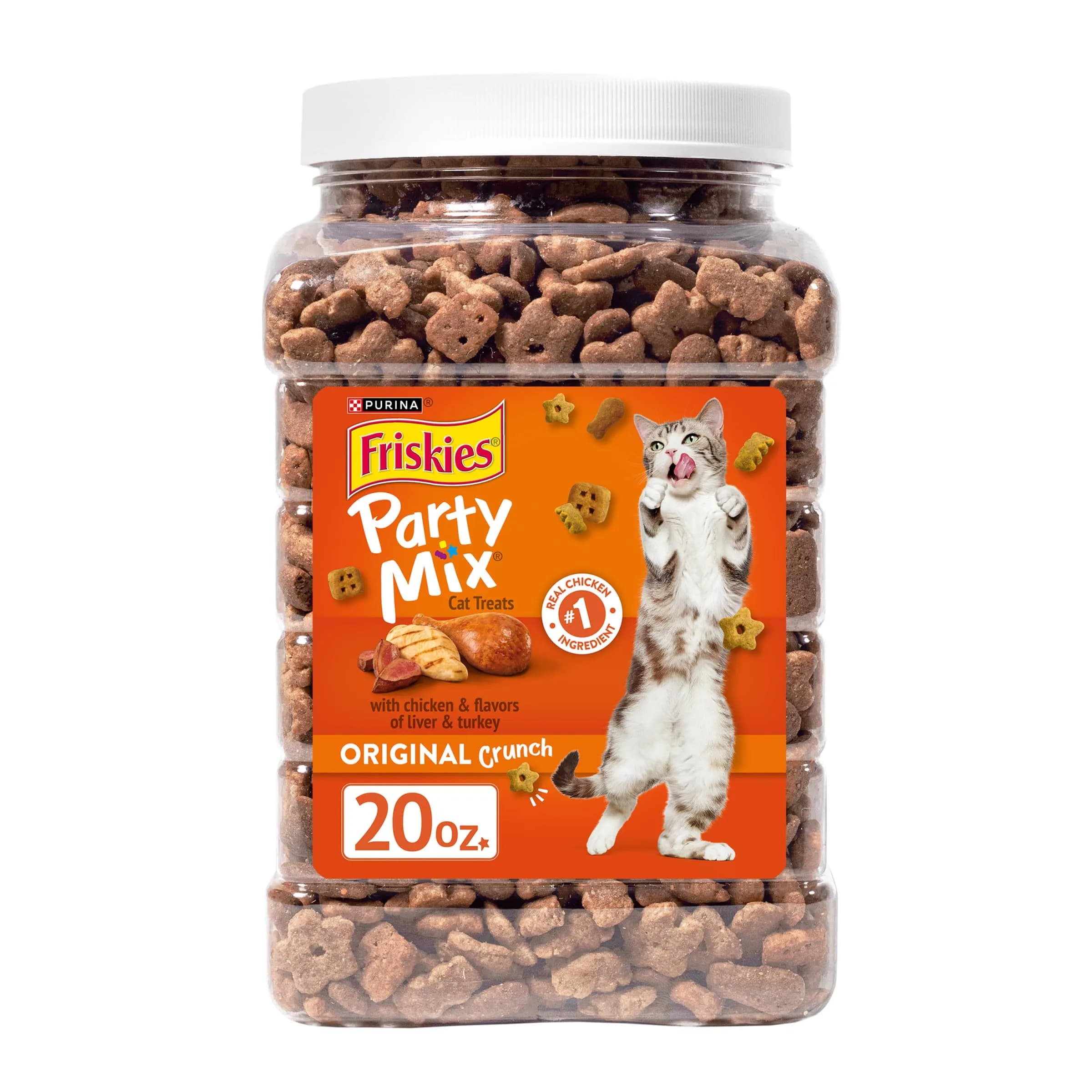 Friskies Party Mix Original Crunch Cat Treats, 850g (30 Ounce) | Real Chicken, Liver & Turkey Flavors — Original / 20 Ounce