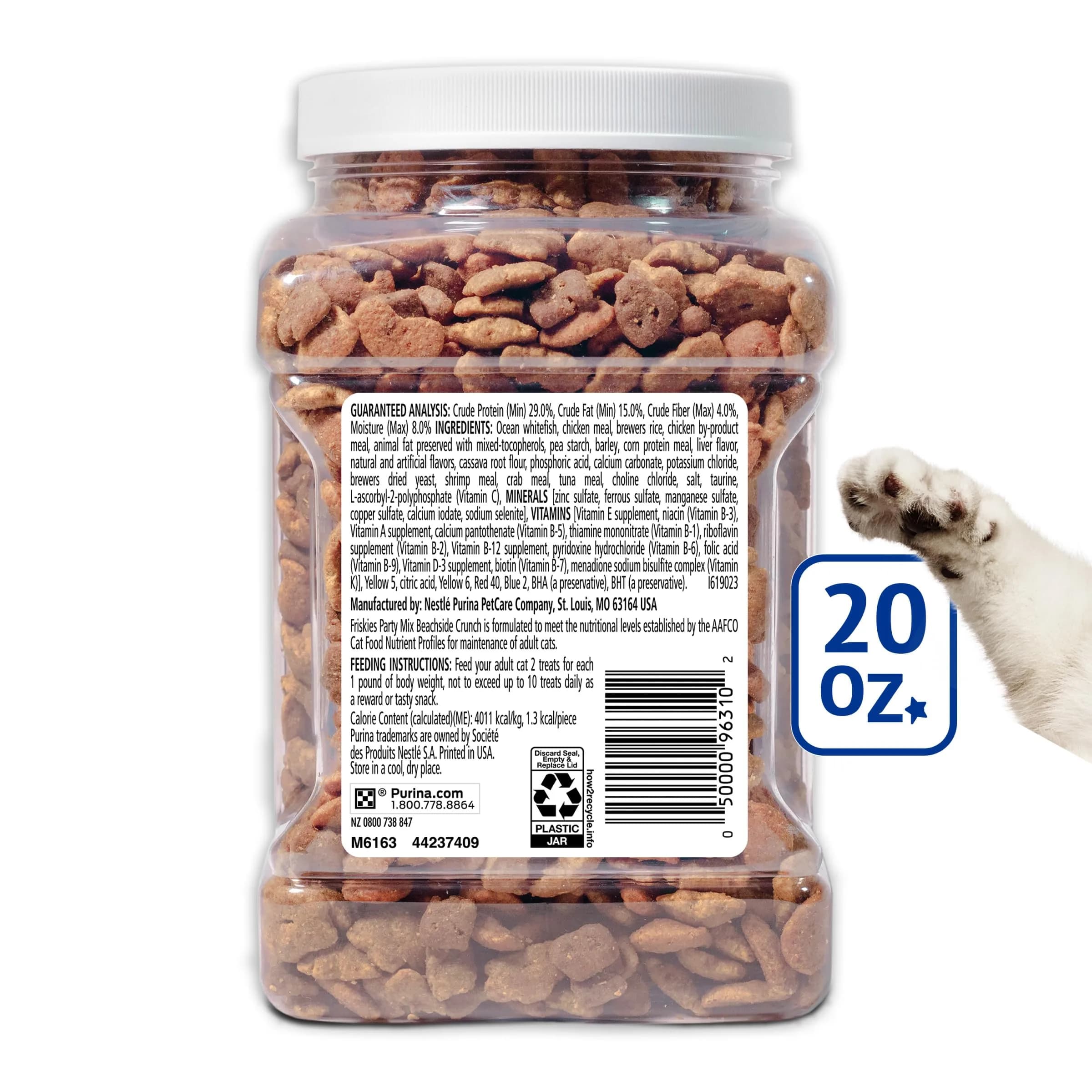 Purina Friskies Party Mix Beachside Crunch Cat Treats, 20 oz (567 g) | Seafood Flavors, Less Than 2 Calories Per Treat - view 6