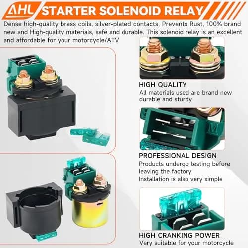 AHL Starter Solenoid Relay for Kawasaki EX250 Ninja 250R 1986-2012 | Copper & EPDM Material thumbnail 6