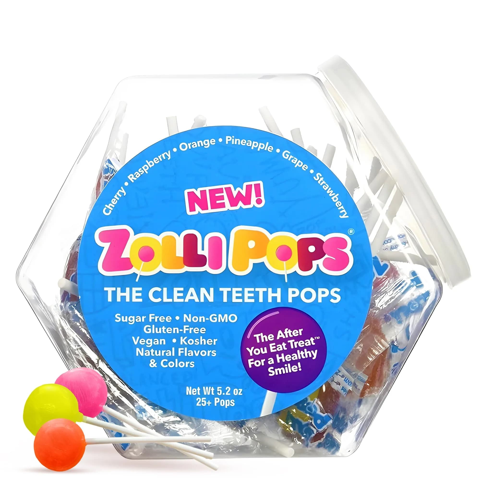 Zollipops Sugar-Free Natural Fruit Flavors 5.2 oz | Dentist-Approved, Supports Dental Health - main product image