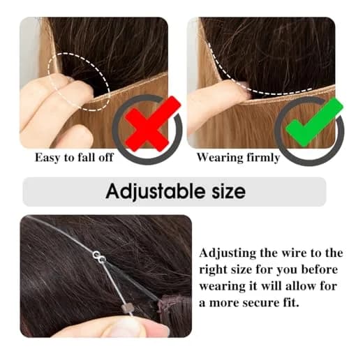 SARLA Hair Extensions Invisible Wire Dirty Blonde Highlight Wavy Curly Synthetic Hairpieces 18 Inch | Natural Look thumbnail 4