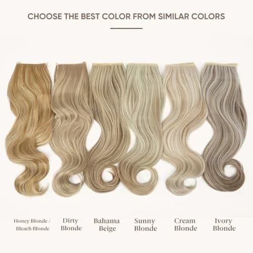 SARLA Hair Extensions Invisible Wire Dirty Blonde Highlight Wavy Curly Synthetic Hairpieces 18 Inch | Natural Look thumbnail 2