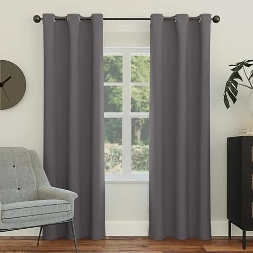 Sun Zero Easton Energy Saving Blackout Grommet Curtain Panel, 40" x 95", Charcoal | Blocks Light & Noise, Keeps Home Cooler thumbnail 1