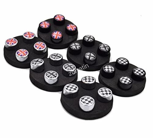 Zorratin 4X Chrome Black Union Jack Tire Valve Stem Cap Cover for BMW Mini Cooper | Chrome Finish, Universal Fit thumbnail 1