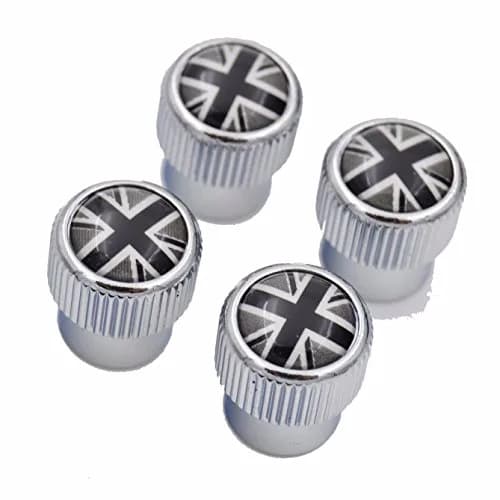 Zorratin 4X Chrome Black Union Jack Tire Valve Stem Cap Cover for BMW Mini Cooper | Chrome Finish, Universal Fit thumbnail 4