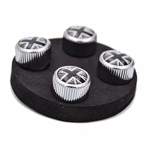 Zorratin 4X Chrome Black Union Jack Tire Valve Stem Cap Cover for BMW Mini Cooper | Chrome Finish, Universal Fit thumbnail 2