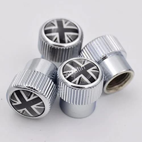 Zorratin 4X Chrome Black Union Jack Tire Valve Stem Cap Cover for BMW Mini Cooper | Chrome Finish, Universal Fit thumbnail 3