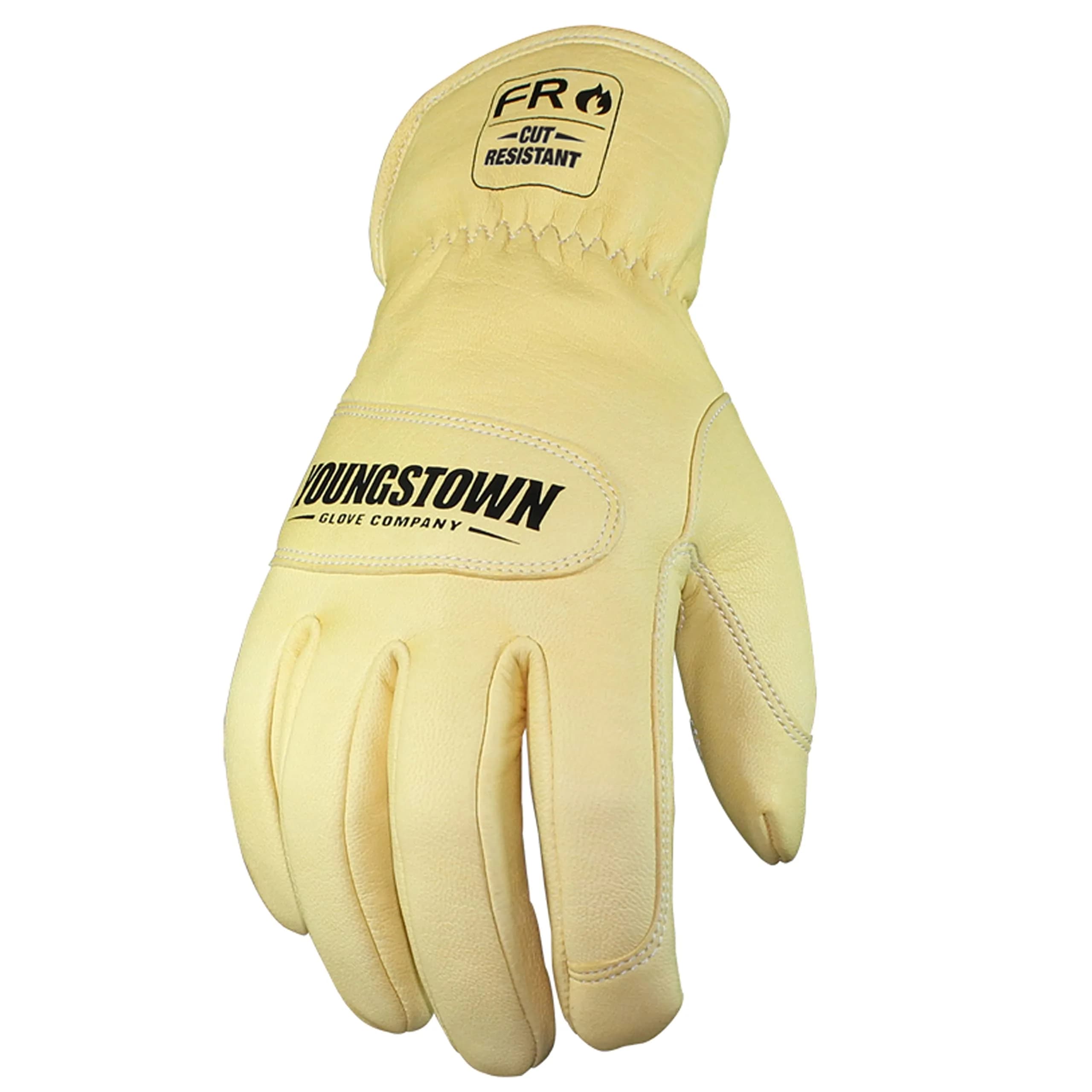Youngstown Glove Leather Ground Utility Gloves for Men - Kevlar Lined - Cut, Puncture, Flame Resistant, Arc Rated, Tan, Large — Large