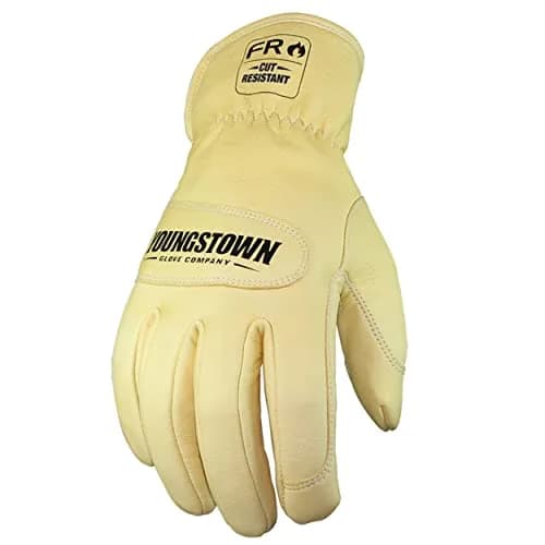Youngstown Glove Leather Ground Utility Gloves for Men - Kevlar Lined - Cut, Puncture, Flame Resistant, Arc Rated, Tan, Large thumbnail 1