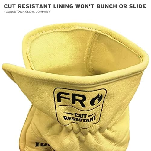 Youngstown Glove Leather Ground Utility Gloves for Men - Kevlar Lined - Cut, Puncture, Flame Resistant, Arc Rated, Tan, Large thumbnail 3
