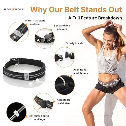 sport2people Running Belt Waterproof Phone Holder Reflective Waist Pack | Fits Most Phones, Adjustable 26-49" thumbnail 8