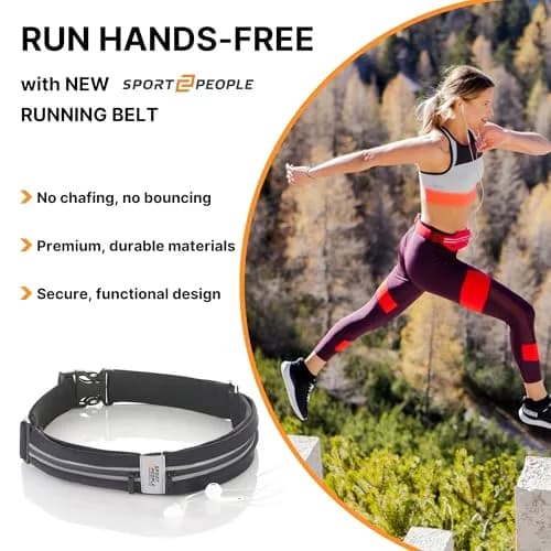 sport2people Running Belt Waterproof Phone Holder Reflective Waist Pack | Fits Most Phones, Adjustable 26-49" thumbnail 2