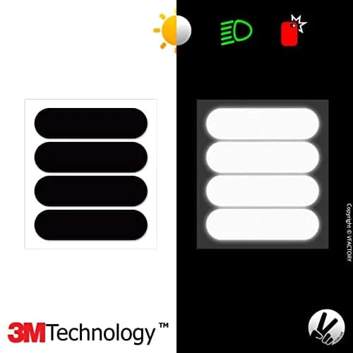 VFLUO Black Standard™ Helmet Stickers Kit of 4 | 3M™ Retro-Reflective, Discreet Black by Day, White Visibility at Night thumbnail 3