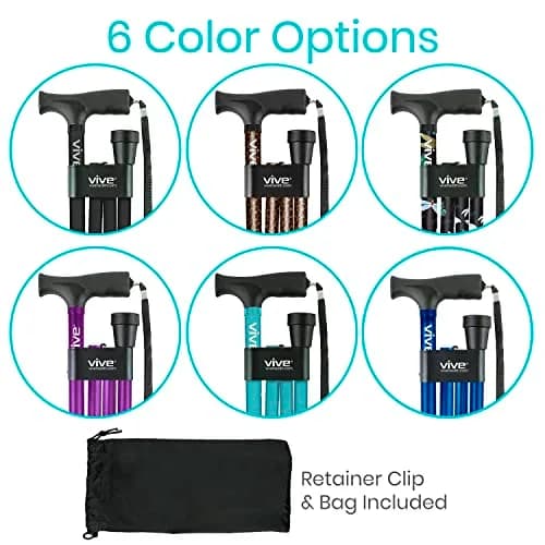 Vive Folding Cane Teal 33-37 inches (84-94 cm) | Lightweight Adjustable Aluminum Mobility Aid thumbnail 7