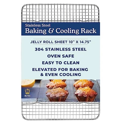 Ultra Cuisine Stainless Steel Baking Rack - 10 x14.75 inch Jelly Roll Wire | Heavy Duty Oven & Cooling Rack thumbnail 1