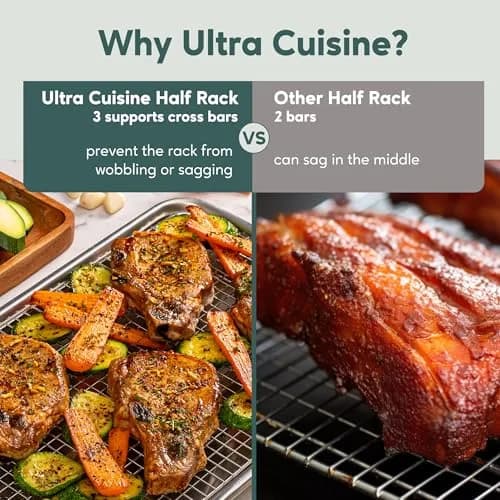 Ultra Cuisine Stainless Steel Baking Rack - 10 x14.75 inch Jelly Roll Wire | Heavy Duty Oven & Cooling Rack thumbnail 4