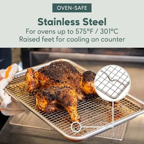 Ultra Cuisine Stainless Steel Baking Rack - 10 x14.75 inch Jelly Roll Wire | Heavy Duty Oven & Cooling Rack thumbnail 6
