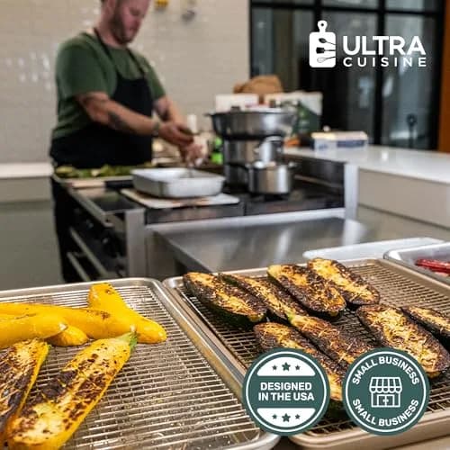 Ultra Cuisine Stainless Steel Baking Rack - 10 x14.75 inch Jelly Roll Wire | Heavy Duty Oven & Cooling Rack thumbnail 7