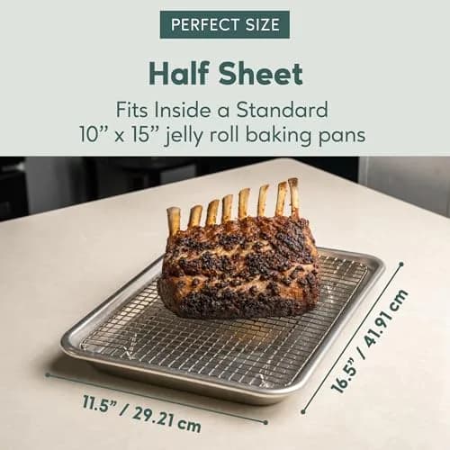 Ultra Cuisine Stainless Steel Baking Rack - 10 x14.75 inch Jelly Roll Wire | Heavy Duty Oven & Cooling Rack thumbnail 3