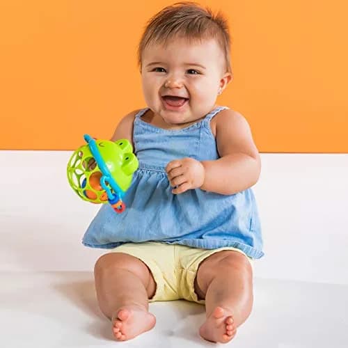 Bright Starts Oball Jingle & Shake Pal Musical Toy | BPA-Free Easy-Grasp Baby Rattle Toy (Green Frog) thumbnail 5