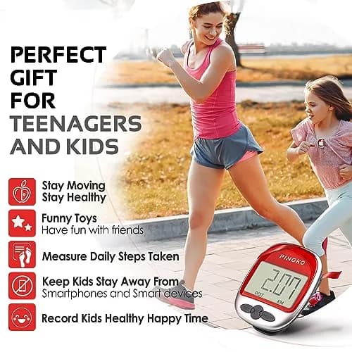 PINGKO Multi-Function Pedometer Step Counter | 5.7 cm (2.24 in) Red thumbnail 4