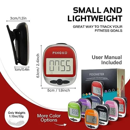 PINGKO Multi-Function Pedometer Step Counter | 5.7 cm (2.24 in) Red thumbnail 6