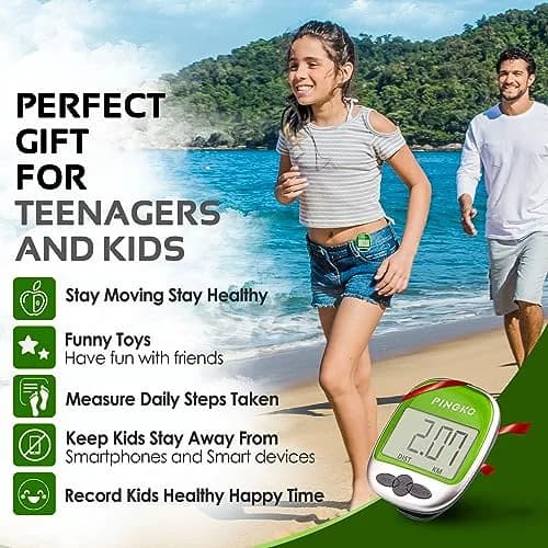 PINGKO Portable Sport Pedometer Step/Distance/Calories Counter Tracker Green | Accurate Tri-Axis Sensor, 99999 Steps Max thumbnail 4