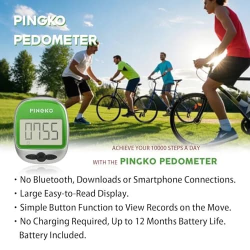 PINGKO Portable Sport Pedometer Step/Distance/Calories Counter Tracker Green | Accurate Tri-Axis Sensor, 99999 Steps Max thumbnail 8