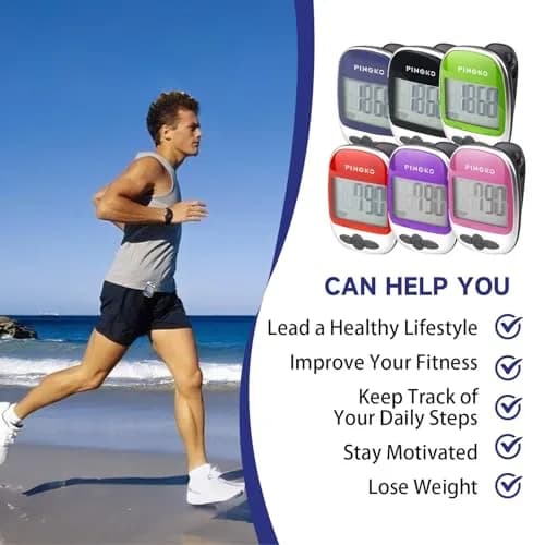 PINGKO Portable LCD Pedometer Step Counter with Calories & Distance Tracking - Blue | Accurate Tri-Axis Sensor thumbnail 7