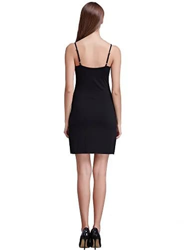 Coreal Women Long Spaghetti Strap Full Cami Slip Camisole Under Dress, Black, Medium | Anti-Static, Adjustable Length, 4-Way Stretch thumbnail 4