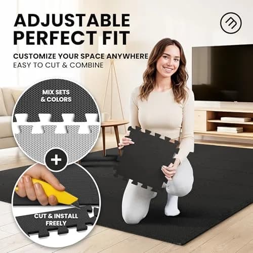 BeMaxx Interlocking EVA Foam Floor Tiles Workout Mat Set 1.27 cm (0.5 inch) Thick | 18 sq ft Protective Flooring for Home Gyms thumbnail 4