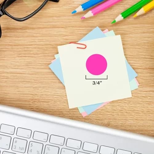 ChromaLabel 3/4 Inch Dot Stickers, Fluorescent Pink | Vibrant Color Coding Labels for Office & School thumbnail 3