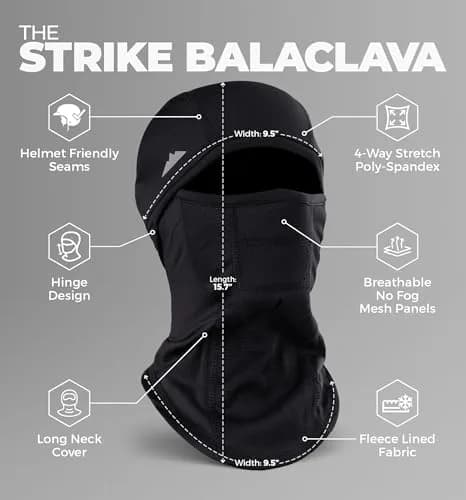 Tough Headwear Balaclava Ski Mask - Winter Face Cover for Men & Women - Cold Weather Snow Gear for Skiing, Snowboarding, Running & Motorcycle thumbnail 3