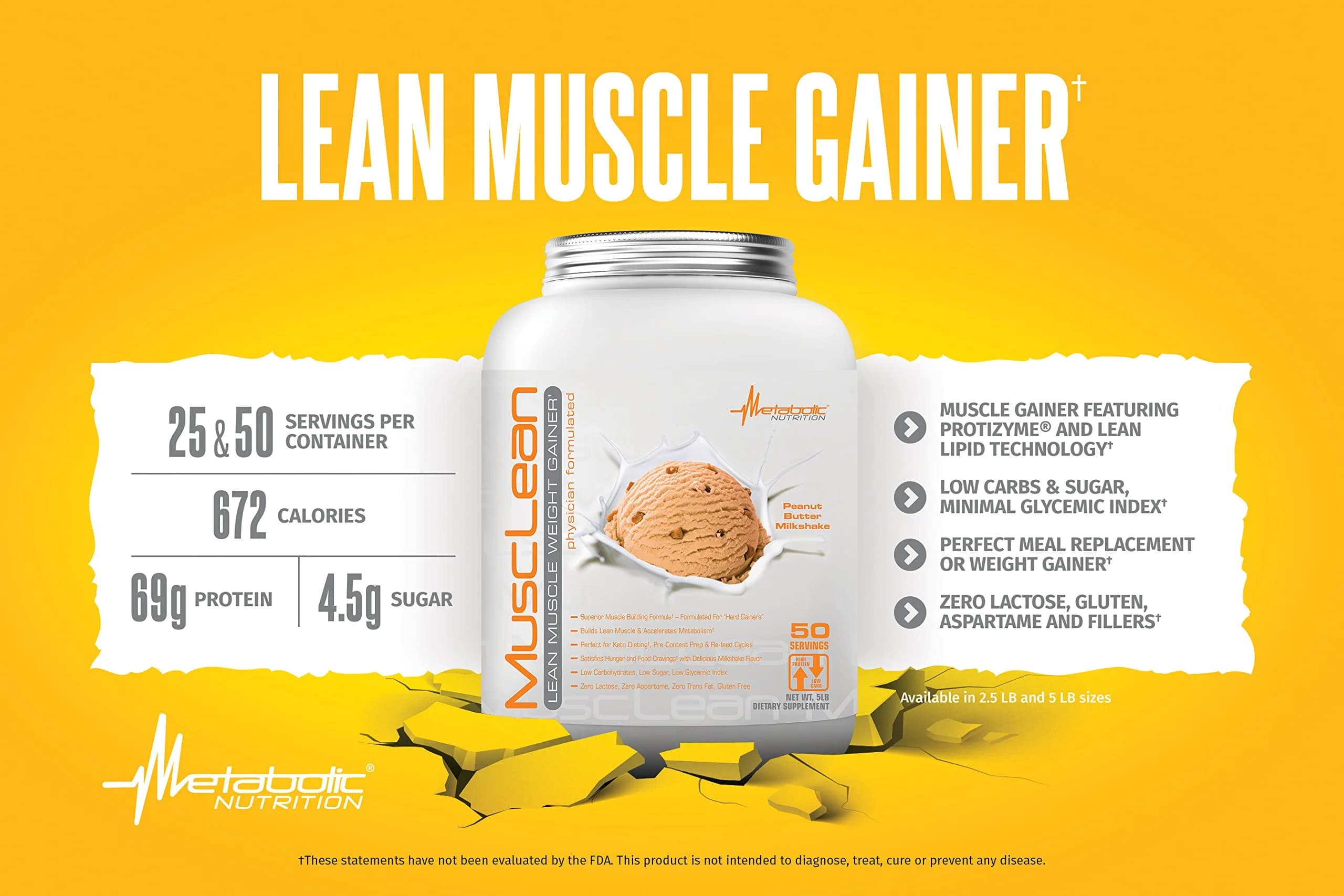 Metabolic Nutrition Musclean Peanut Butter Whey High Protein Meal Replacement Powder 2.48 kg (5 lb) | Physician Formulated for Lean Muscle & Keto Diets - view 3