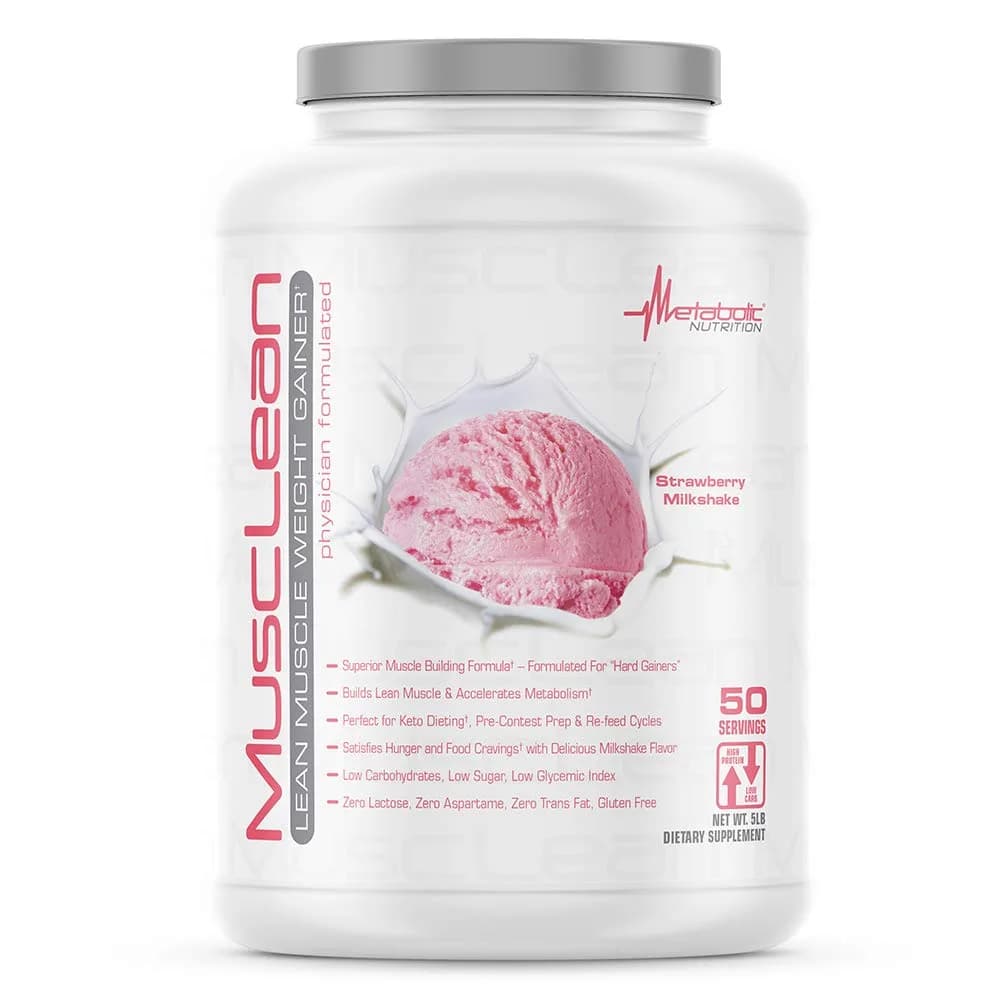 Metabolic Nutrition MuscLean Strawberry Milkshake High Protein Meal Replacement 2267g (5lb) | Physician Formulated Keto Protein - main product image