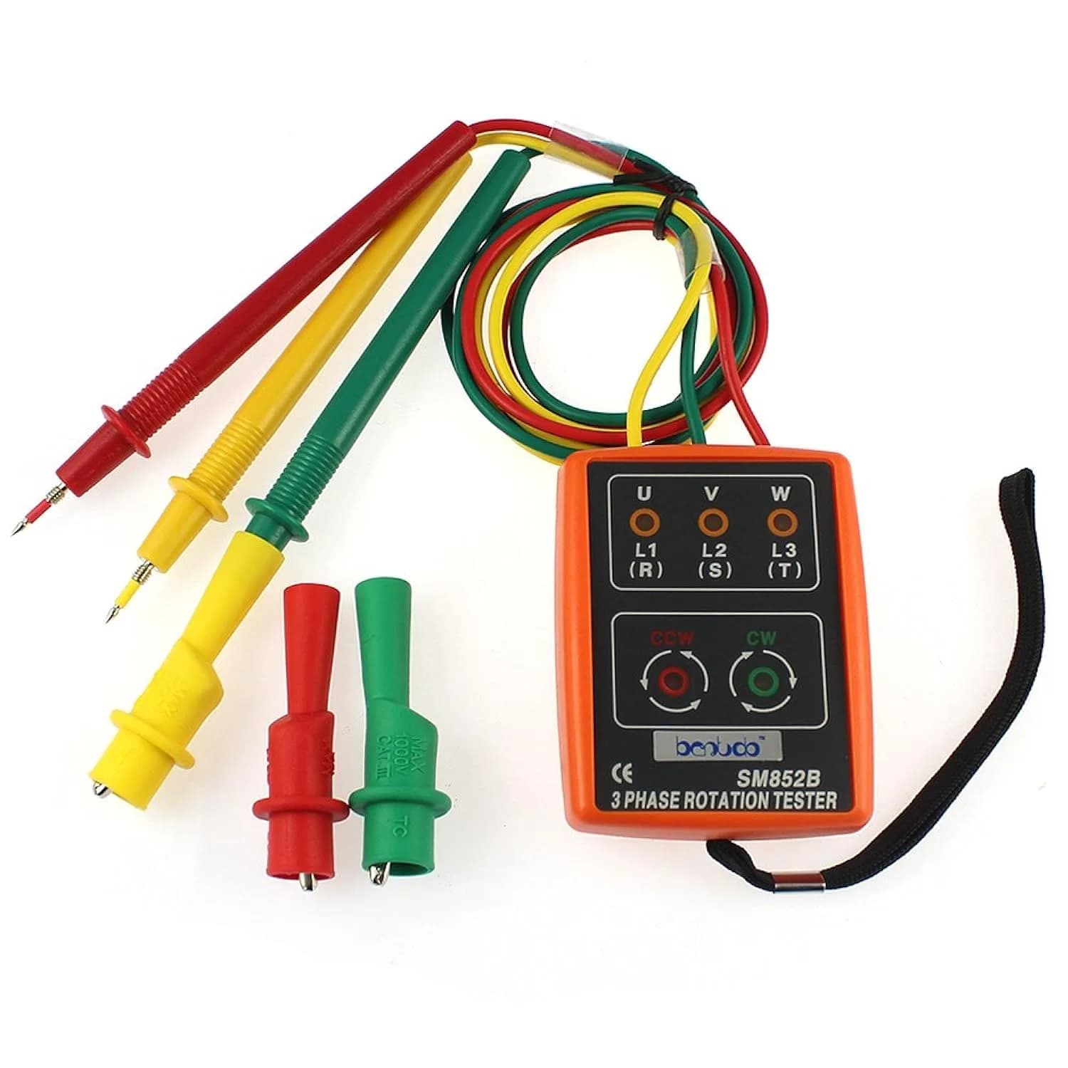 BESTDO 3 Phase Sequence Rotation Tester LED Indicator Detector Meter | Accurate AC Voltage & Rotation Check - main product image