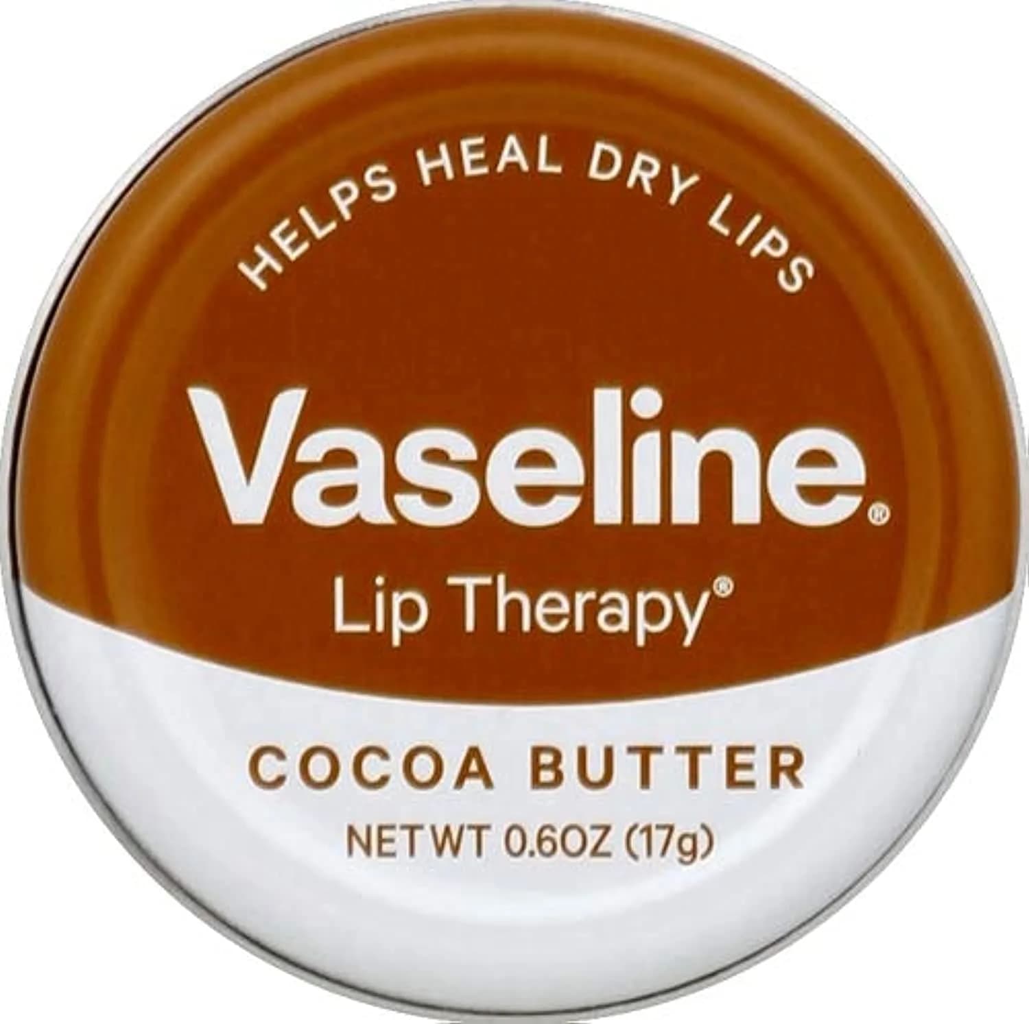 Vaseline Lip Therapy Cocoa Butter Tin Lip Balm | Intensive Healing for Dry, Chapped Lips | 0.6 oz (17 g) - main product image