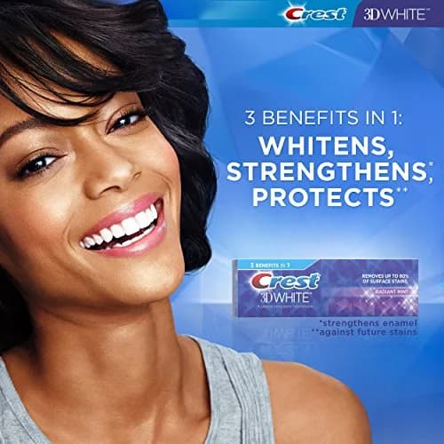 Crest 3D White Whitening Toothpaste, Radiant Mint, 3.5 Ounce (Pack of 2) | Surface stain removal & enamel protection thumbnail 3