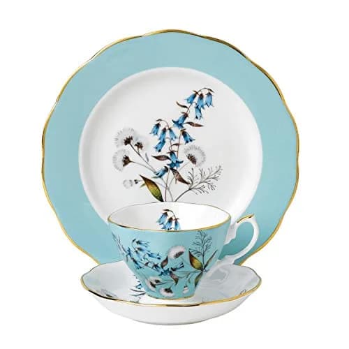 Royal Albert 100 Years 1950 3-Piece Set (Teacup, Saucer & Plate 8") | Vintage Floral Design with Gold Accents thumbnail 1