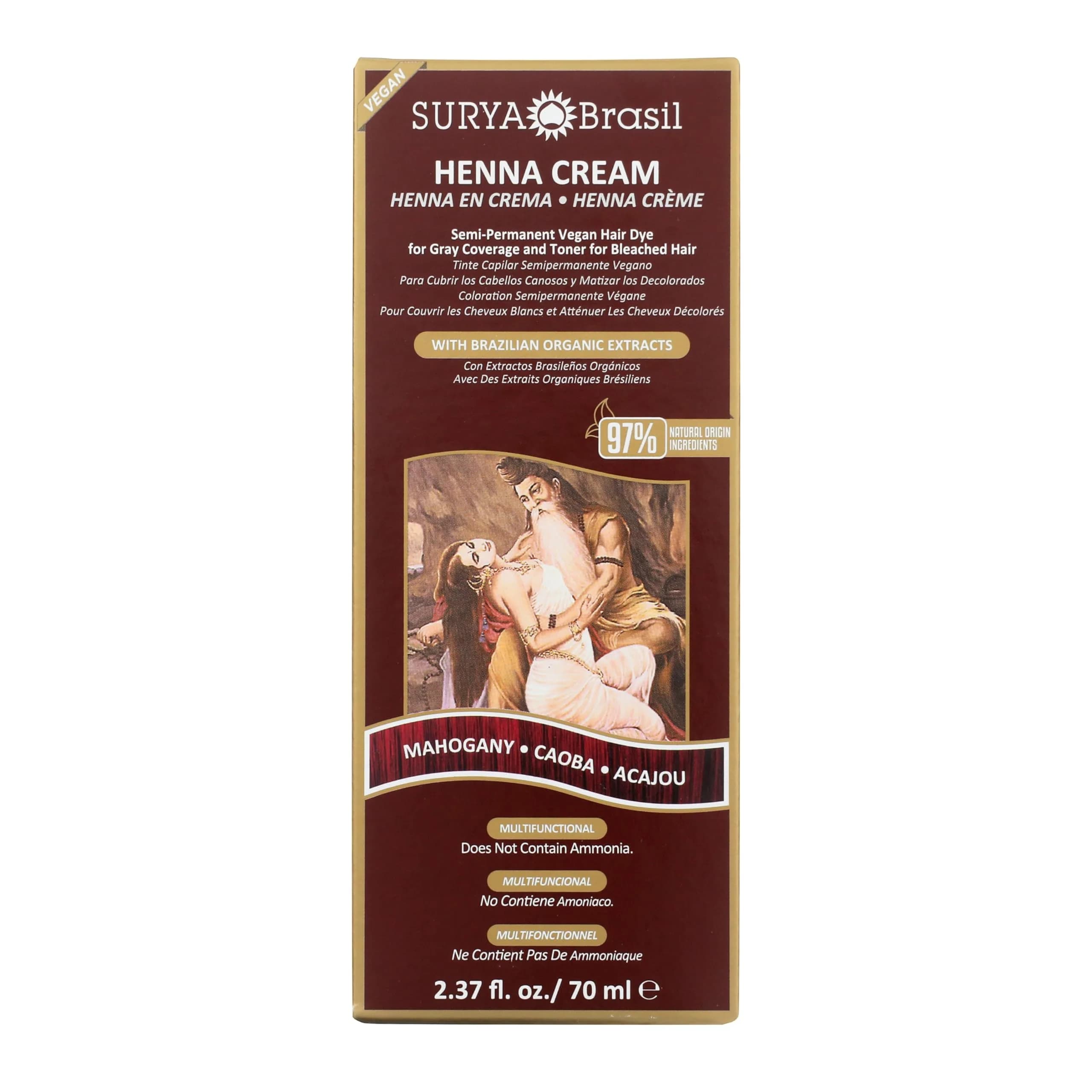 Surya Brasil Henna Cream Mahogany 2.37 Fl Oz | Natural Hair Color for All — Mahogany